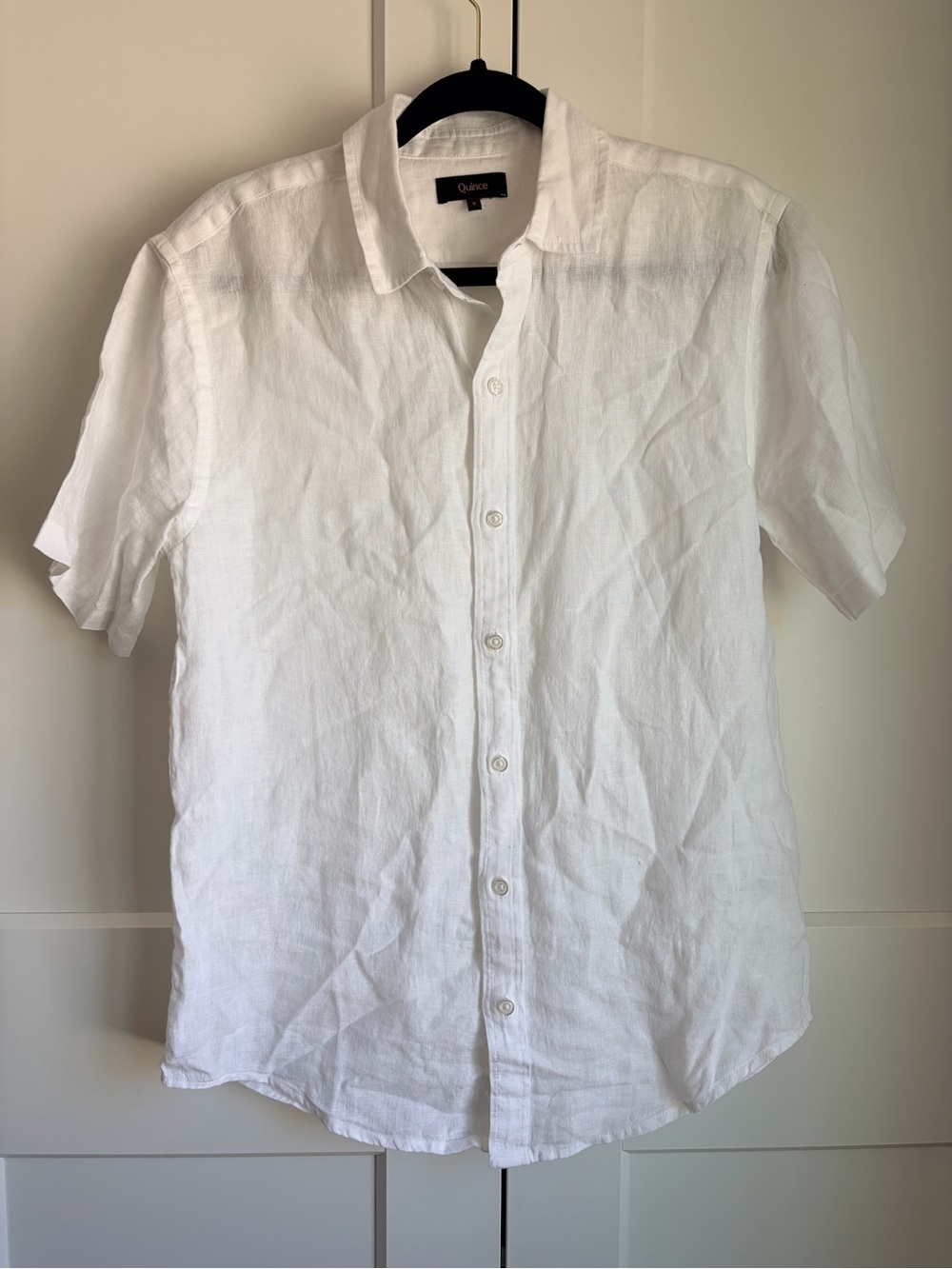 Quince White Short Sleeve Linen Button-Down Shirt - Picture 3 of 6